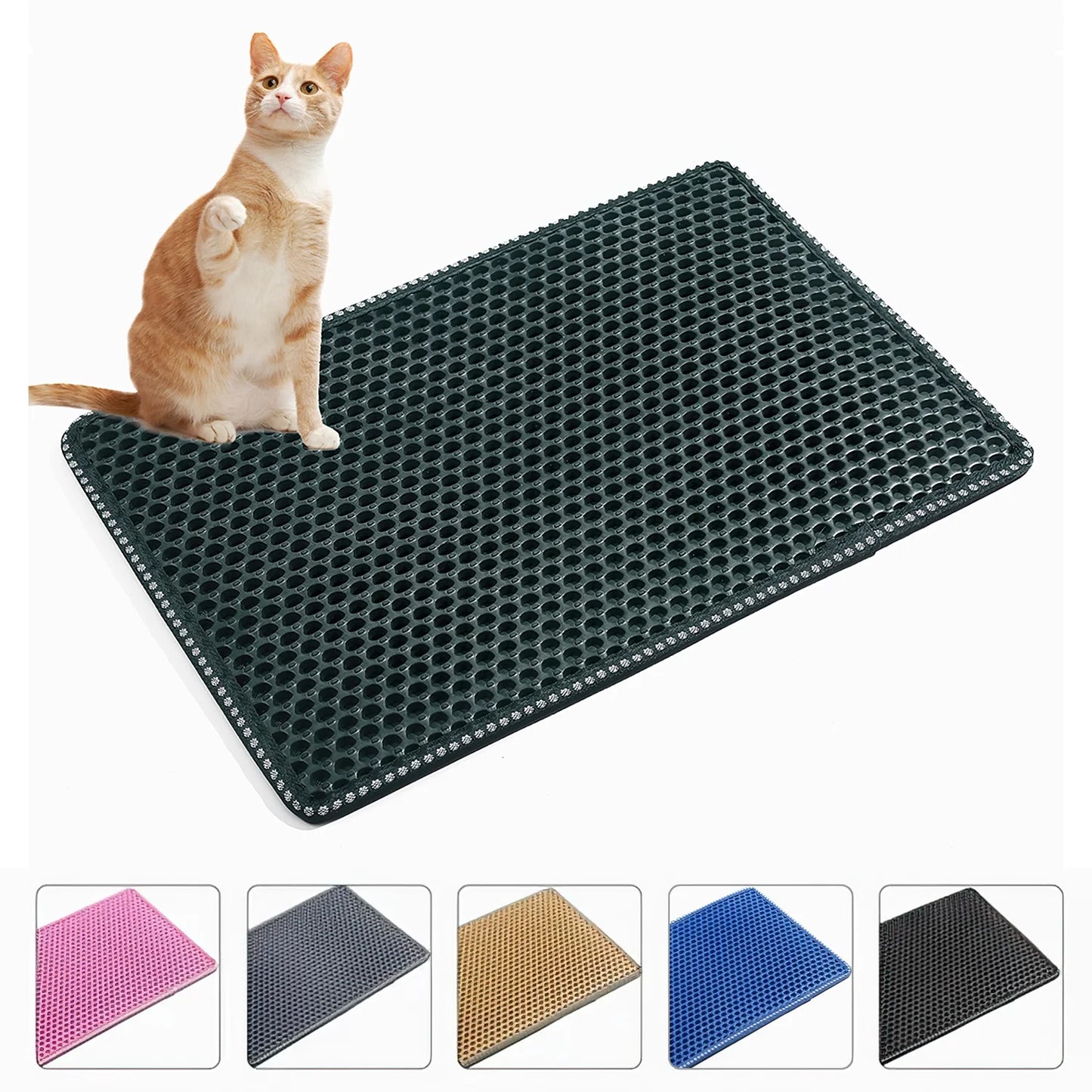 Double Layer anti Tracking Waterproof Cat Litter Trapping Mat Green