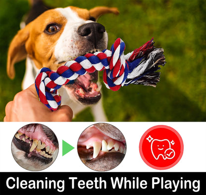 Large Dog Chew Toys for Aggressive Chewers, 12 Pack Indestructible Dog Rope Toys for Large Breeds, Heavy Duty Dental Cotton Rope Dog Toys, Puppy Teething Chew Toys, Tug of War Dog Toy