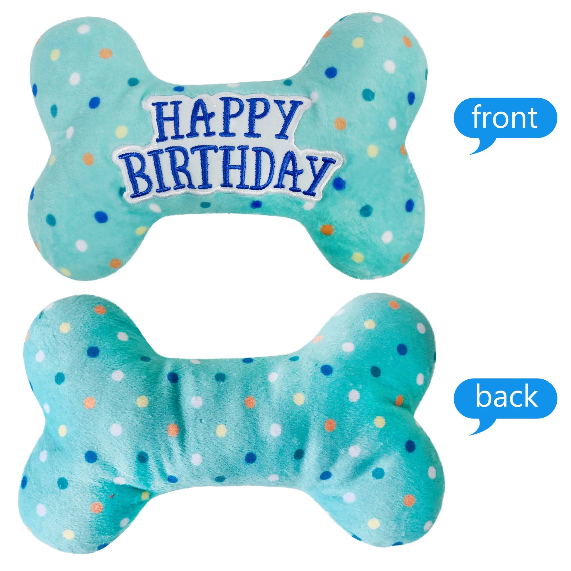 Dog Birthday Toys, Plush Dog Crinkle Squeaky Toys, Dog Chew Toys Bone