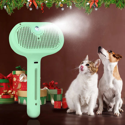 Auto Spray Cat/Dog Hair Brush to Wet Hair,2In1 Cleaning Brutsh,Extra Gain Cat Nail Clipper,Green